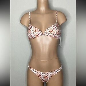 L*Space Pink and Brown Bikini Set with Underwire Top
